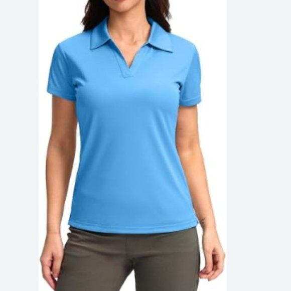 Santiny Tops - NWT SANTINY Women's Golf Shirt Collared V-Neck Blue in Size S